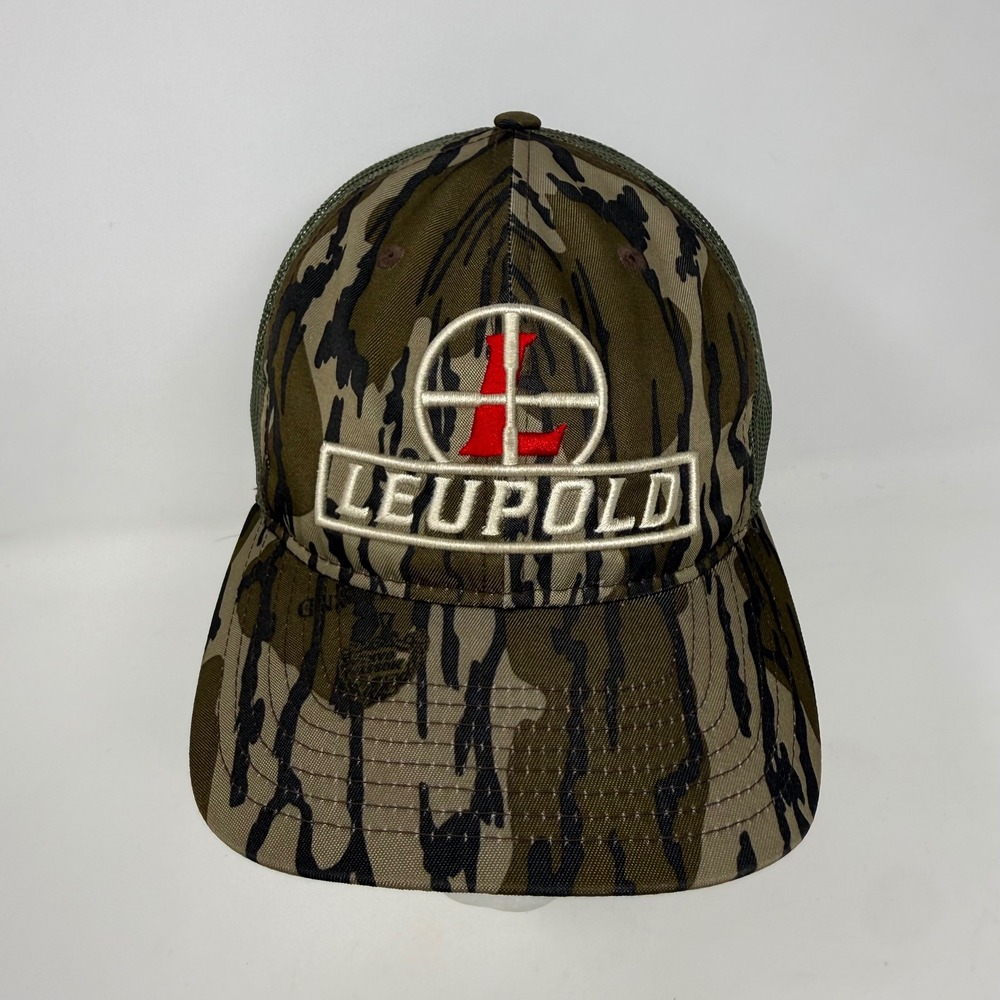 Leupold Mossy Oak Bottomland Camo Trucker Hat Mens Green Mesh Snapback OSFM